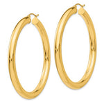 Lataa kuva Galleria-katseluun, 14k Yellow Gold Classic Round Hoop Earrings 60mm 55mm 48mm 43mm 40mm 35mm 30mm x 5mm

