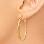 Load image into Gallery viewer, 14k Yellow Gold Satin Diamond Cut Classic Round Hoop Earrings 34mm x 2.5mm
