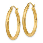 Carregar imagem no visualizador da galeria, 14k Yellow Gold Satin Diamond Cut Classic Round Hoop Earrings 24mm x 2.5mm
