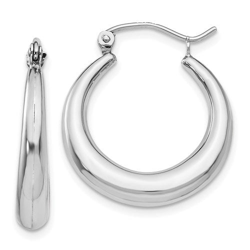 14k white gold shrimp classic hoop earrings 20mm