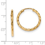 Load image into Gallery viewer, 14k Yellow Gold Patterned Round Endless Hoop Earrings 23mm x 2.5mm
