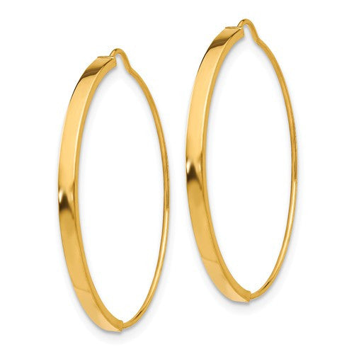 14k yellow gold modern minimalist wire hoop earrings 25mm x 1.75mm
