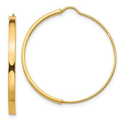 14k yellow gold modern minimalist wire hoop earrings 25mm x 1.75mm