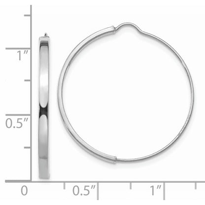 14k white gold modern minimalist wire hoop earrings 25mm x 1.75mm