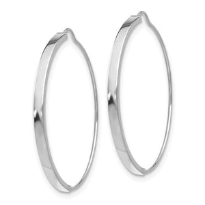 14k White Gold Modern Minimalist Wire Hoop Earrings 25mm x 1.75mm - BringJoyCollection