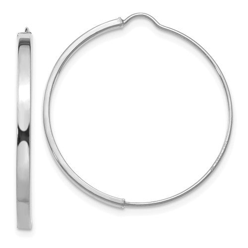 14k white gold modern minimalist wire hoop earrings 25mm x 1.75mm