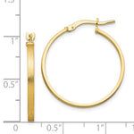 Load image into Gallery viewer, 14k Yellow Gold Brushed Round Square Tube Hoop Earrings 24mm x 2mm
