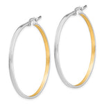 Load image into Gallery viewer, 14k White Gold and Rhodium Brushed Square Tube Round Hoop Earrings

