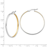 이미지를 갤러리 뷰어에 로드 , 14k White Gold and Rhodium Brushed Square Tube Round Hoop Earrings
