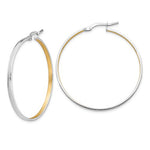 Charger l&#39;image dans la galerie, 14k White Gold and Rhodium Brushed Square Tube Round Hoop Earrings
