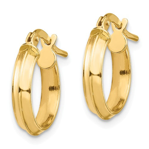 14k yellow gold round knife edge hoop earrings 13mm x 3mm