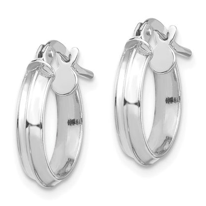 14k white gold round knife edge hoop earrings 13mm x 3mm