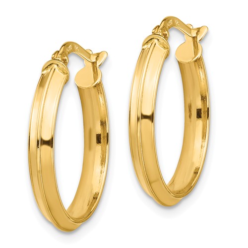 14k yellow gold round knife edge hoop earrings 19mm x 3mm