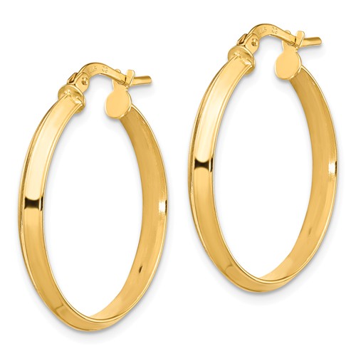 14k yellow gold round knife edge hoop earrings 24mm x 3mm