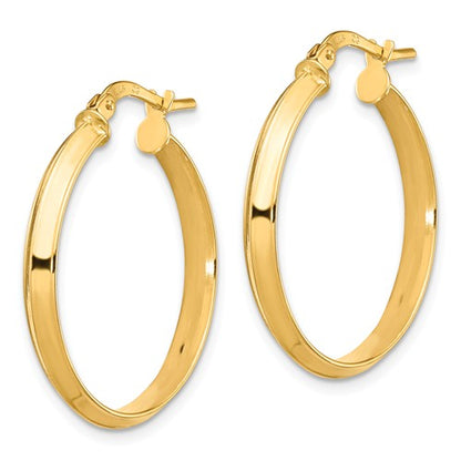 14k yellow gold round knife edge hoop earrings 24mm x 3mm
