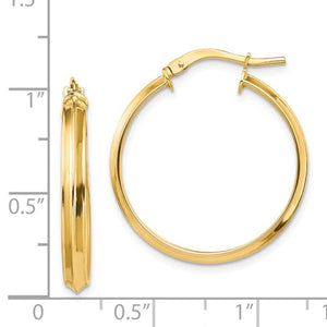 14k Yellow Gold Round Knife Edge Hoop Earrings 24mm x 3mm
