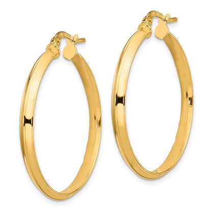 14k yellow gold round knife edge hoop earrings 31mm x 3mm