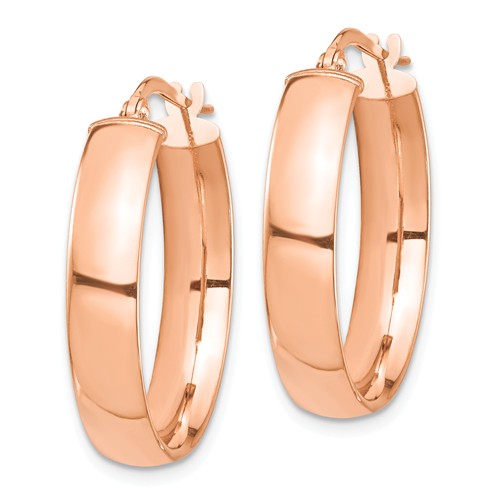 14k rose gold round square tube hoop earrings 24mm x 5mm