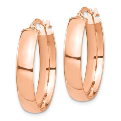 14k rose gold round square tube hoop earrings 24mm x 5mm