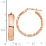Load image into Gallery viewer, 14k Rose Gold Round Square Tube Hoop Earrings 24mm x 5mm
