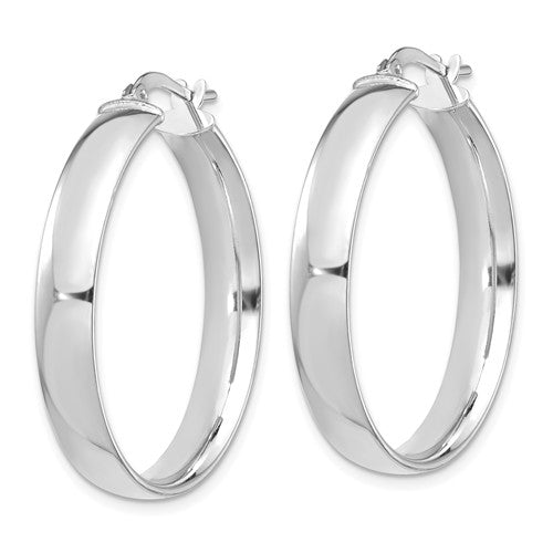 14k white gold round square tube hoop earrings 29mm x 5mm