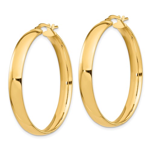 14k yellow gold round square tube hoop earrings 36mm x 5mm