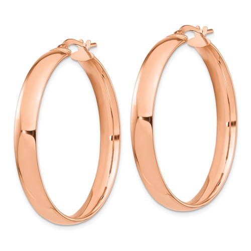 14k rose gold round square tube hoop earrings 36mm x 5mm