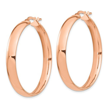14k rose gold round square tube hoop earrings 36mm x 5mm