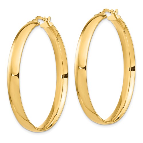14k Yellow Gold Round Square Tube Hoop Earrings 40mm x 5mm