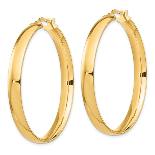 14k yellow gold round square tube hoop earrings 40mm x 5mm