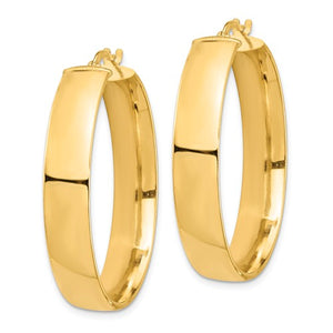 14k Yellow Gold Round Square Tube Hoop Earrings 35mm x 7mm