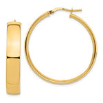 Load image into Gallery viewer, 14k Yellow Gold Round Square Tube Hoop Earrings 35mm x 7mm
