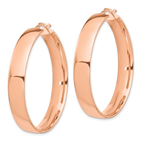 14k rose gold round square tube hoop earrings 39mm x 7mm