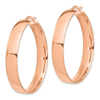 14k rose gold round square tube hoop earrings 39mm x 7mm