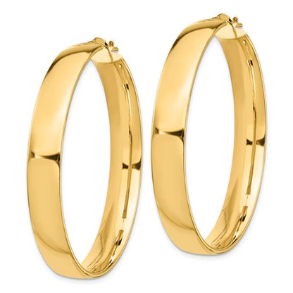 14k yellow gold round square tube hoop earrings 44mm x 7mm