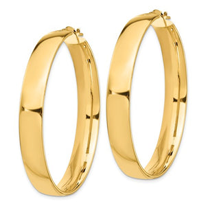 14k Yellow Gold Round Square Tube Hoop Earrings 44mm x 7mm