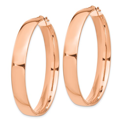 14k rose gold round square tube hoop earrings 44mm x 7mm