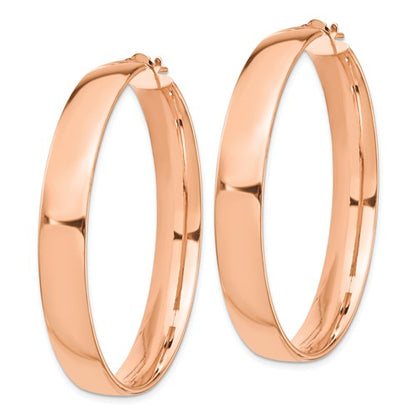 14k rose gold round square tube hoop earrings 44mm x 7mm