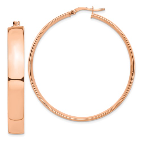 14k rose gold round square tube hoop earrings 44mm x 7mm