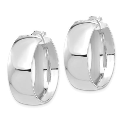 14k white gold round square tube hoop earrings 25mm x 10mm