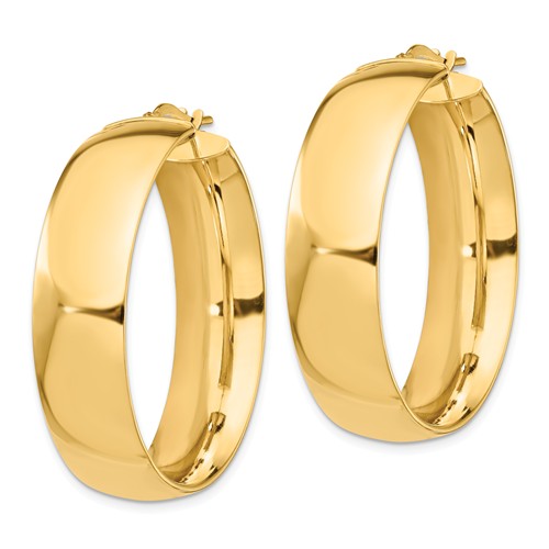 14k Yellow Gold Round Square Tube Hoop Earrings 35mm x 10mm