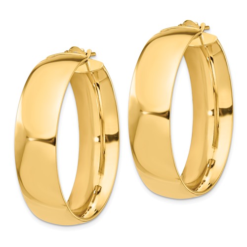 14k yellow gold round square tube hoop earrings 35mm x 10mm