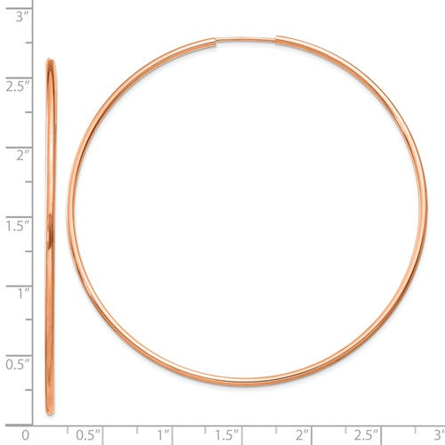 14k rose gold classic endless round hoop earrings 63mm x 1.5mm