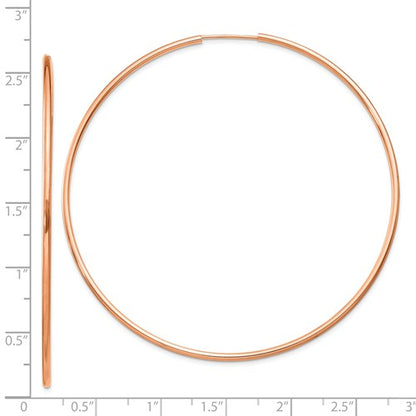 14k rose gold classic endless round hoop earrings 63mm x 1.5mm