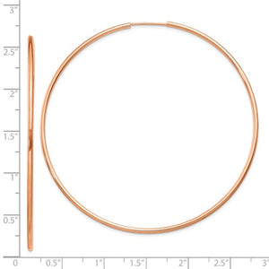 14k Rose Gold Classic Endless Round Hoop Earrings 63mm x 1.5mm
