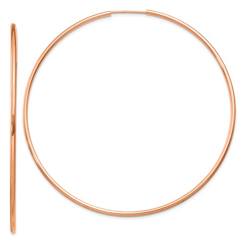 14k Rose Gold Classic Endless Round Hoop Earrings 63mm x 1.5mm