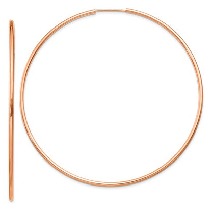 14k rose gold classic endless round hoop earrings 63mm x 1.5mm