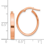 Φόρτωση εικόνας στο εργαλείο προβολής Συλλογής, 14k Rose Gold Square Tube Oval Hoop Earrings 22mm x 17mm x 3mm
