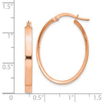 Load image into Gallery viewer, 14k Rose Gold Square Tube Oval Hoop Earrings 30mm x 22mm x 3mm
