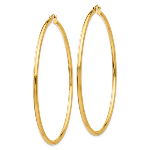 14k yellow gold classic round hoop earrings 68mm x 2.25mm